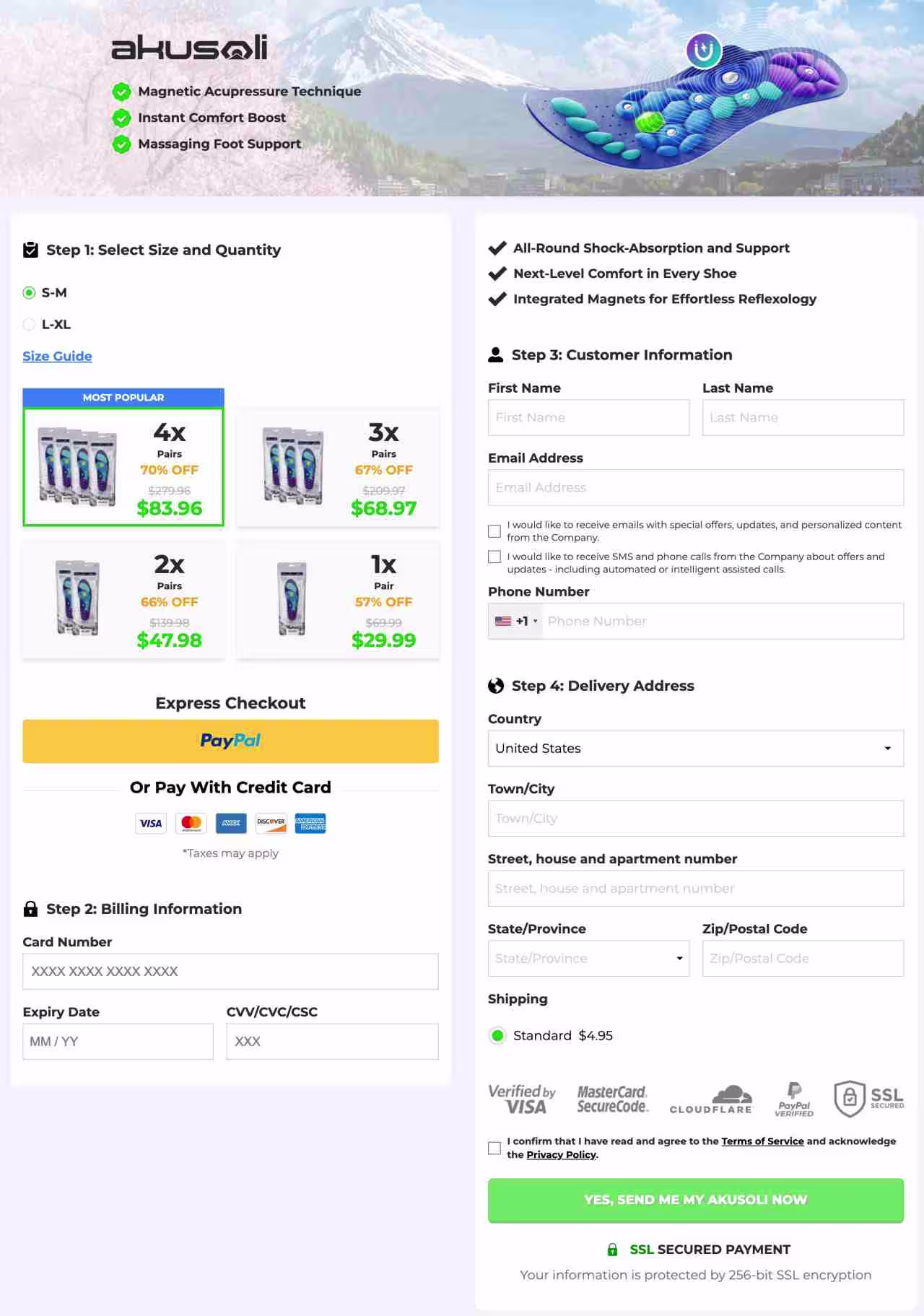 Akusoli Secure Checkout USA — Order Official Magnetic Insoles